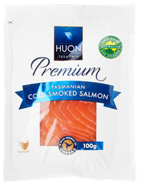 Picture of HUON TASMANIA PREMIUM TASMANIAN COLD SMOKED SALMON 100g