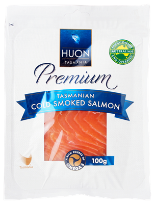 Picture of HUON TASMANIA PREMIUM TASMANIAN COLD SMOKED SALMON 100g