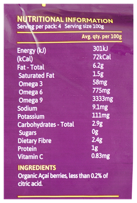 Picture of ACAI ACAI PURE UNSWEETENED 4x100g