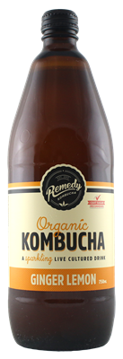 Picture of REMEDY KOMBUCHA ORGANIC KOMBUCHA GINGER LEMON 750ml