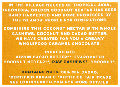 Picture of LOVING EARTH CARAMEL ORGANIC CHOCOLATE 80g