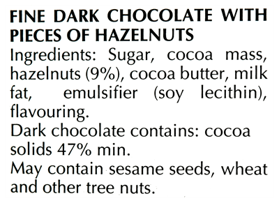 Picture of LINDT ROASTED HAZELNUT DARK CHOCOLATE 100g