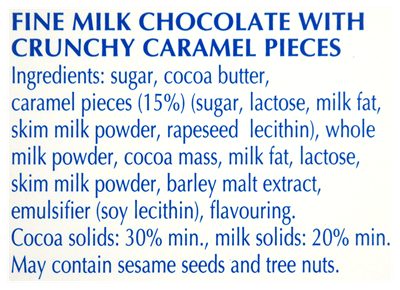 Picture of LINDT CRUNCHY CARAMEL MILK CHOCOLATE 100g