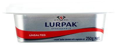 Picture of LURPPAK UNSALTED SPREADABLE BUTTER 250g
