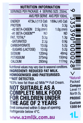 Picture of A2 MILK LIGHT 1L