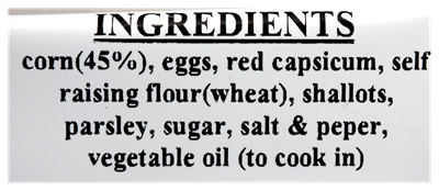 Picture of THE KEY INGREDIENTS CORN FRITTERS 260g