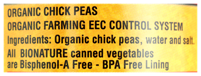 Picture of BIONATURE ORGANIC CHICK PEAS 400g