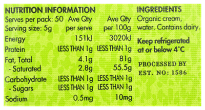 Picture of TRUE ORGANIC AUSTRALIAN ORGANIC BUTTER UNSALTED 250g