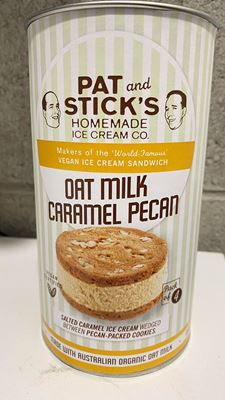 Picture of PAT AND STICK VEGAN CARAMEL PECAN ICE CREAM SANDWICH 4 PACK