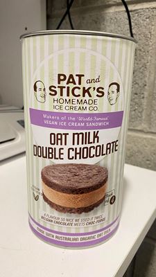 Picture of PAT AND STICK'S VEGAN OAT MILK DOUBLE CHOC ICE CREAM SANDWICH 4 PACK